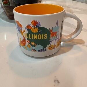 Starbucks Illinois State Ceramic Mug with Orange Interior